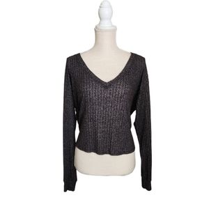 PINK by Victoria's Secret Heathered Dark Grey Charcoal Long Sleeve Top - XS